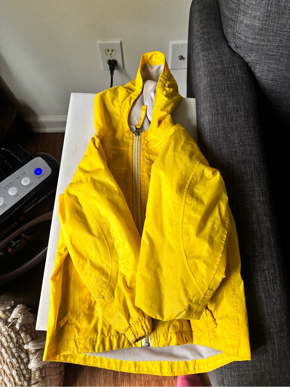 L.L. Bean Bright Yellow Hooded Kids Raincoat